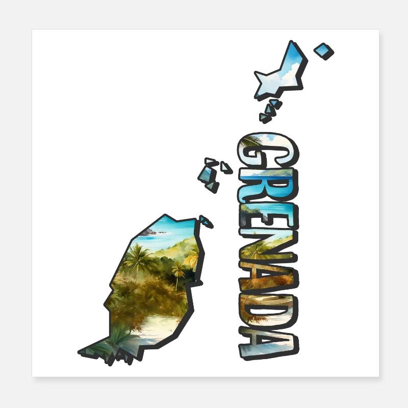 Carte à l’aquarelle de la Grenade Poster 20 x 20 cm