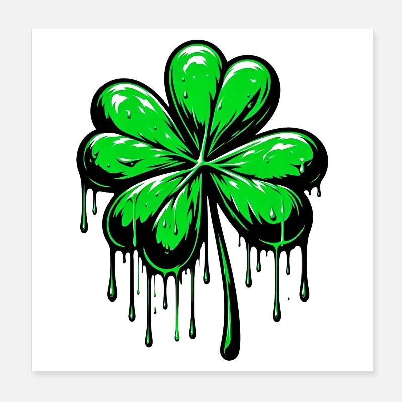 Vierblättriges Kleeblatt Poster 20x20 cm