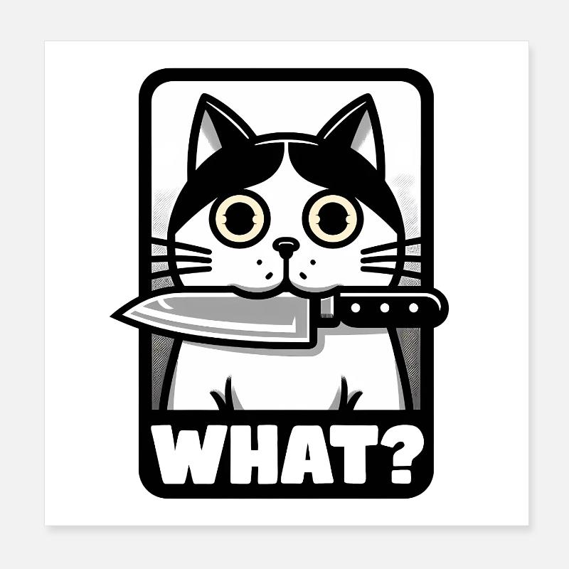 WAS? EINE KATZE MIT MESSER Poster 20x20 cm