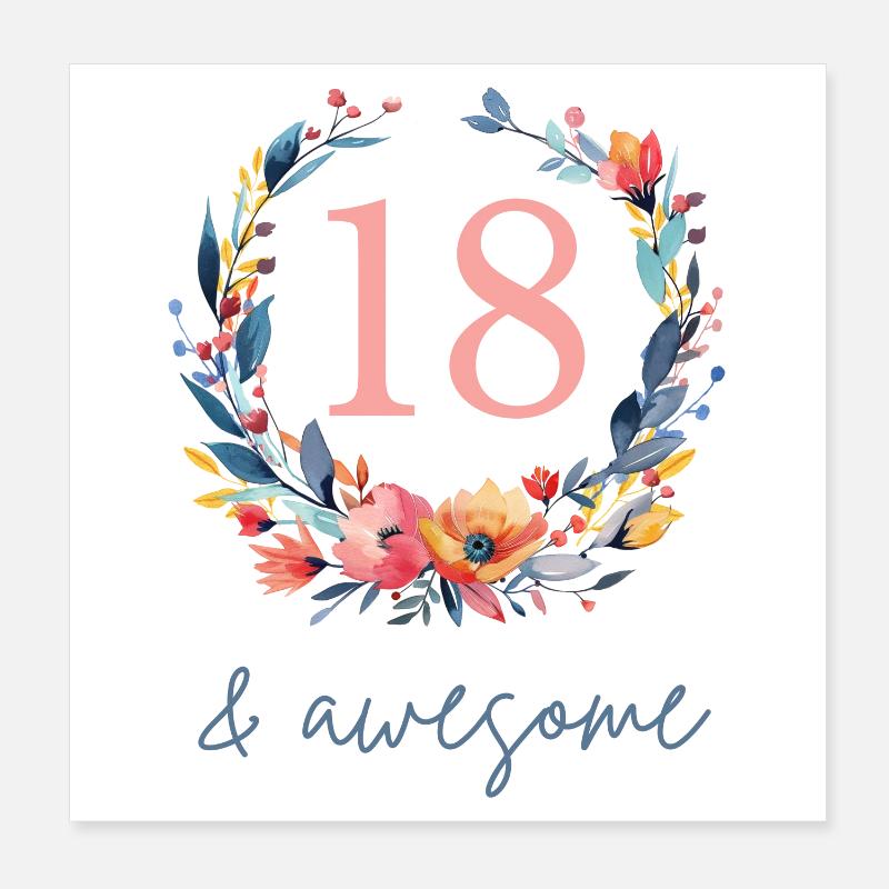 18 & awesome! customizable Poster 8" x 8" (20x20 cm)
