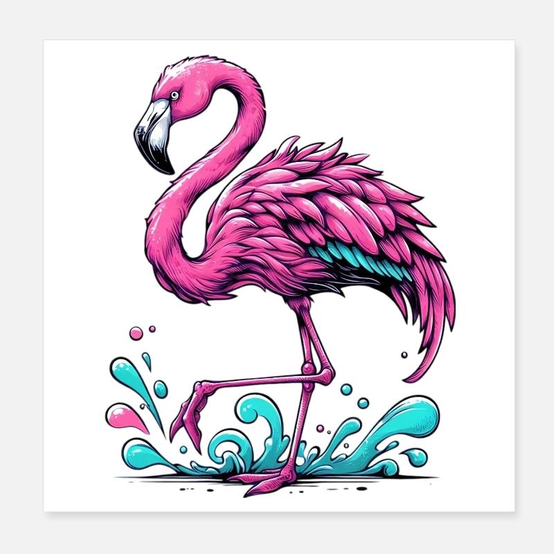 Flamant Poster 20 x 20 cm