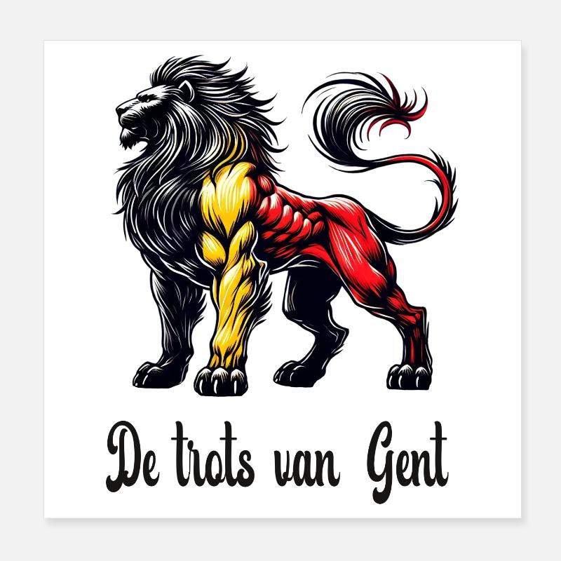 Motif du drapeau lion de Gand Poster 20 x 20 cm