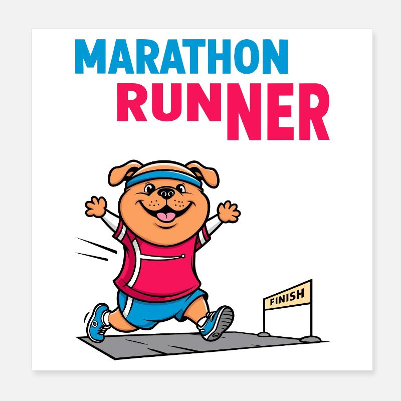 Dog Marathon Runner Poster 8" x 8" (20x20 cm)