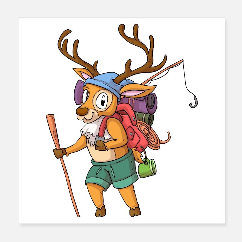 Hirsch Wanderer / Wandernder Hirsch Poster 20x20 cm