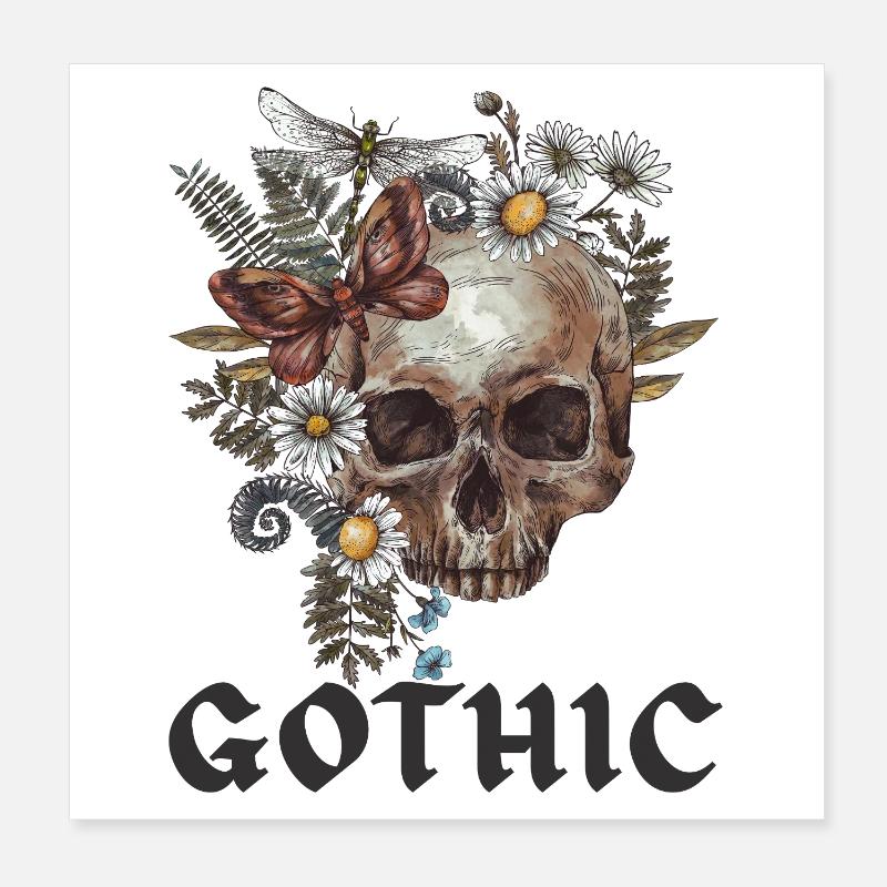 Gothic Black Edition Skull Poster 8" x 8" (20x20 cm)