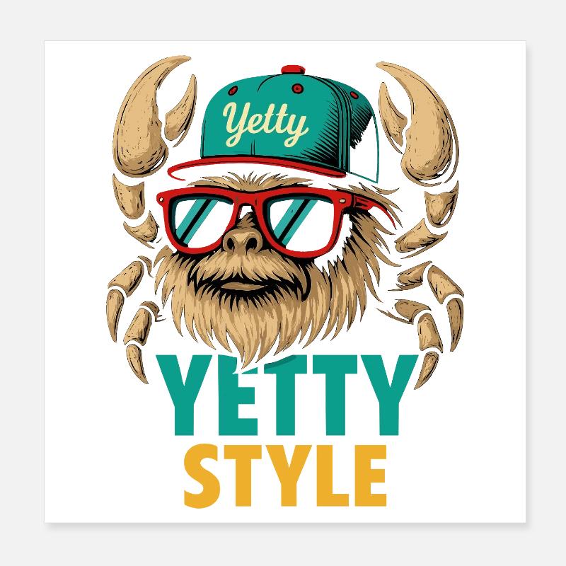 Graphisme Yeti Style Yetty Poster 20 x 20 cm