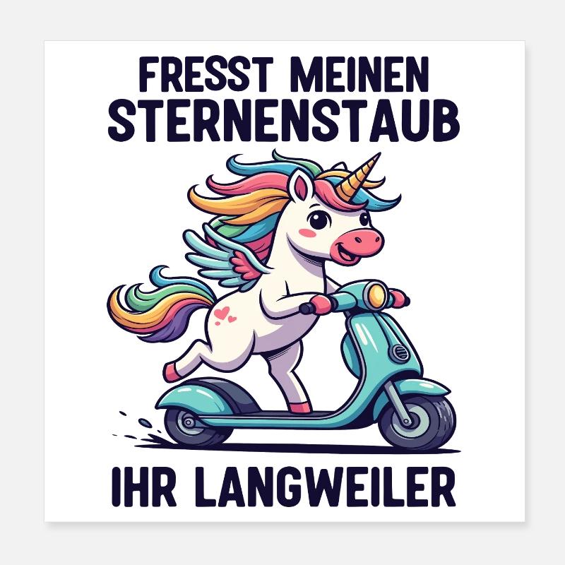 Trottinette Licorne Poster 20 x 20 cm