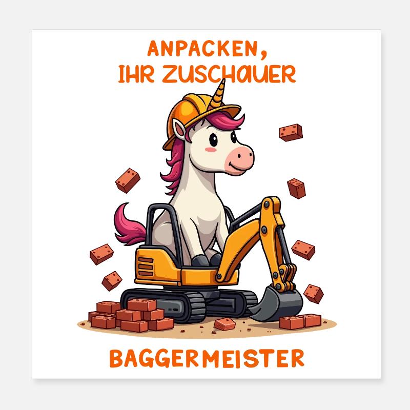 Unicorn Excavator Master Poster 8" x 8" (20x20 cm)