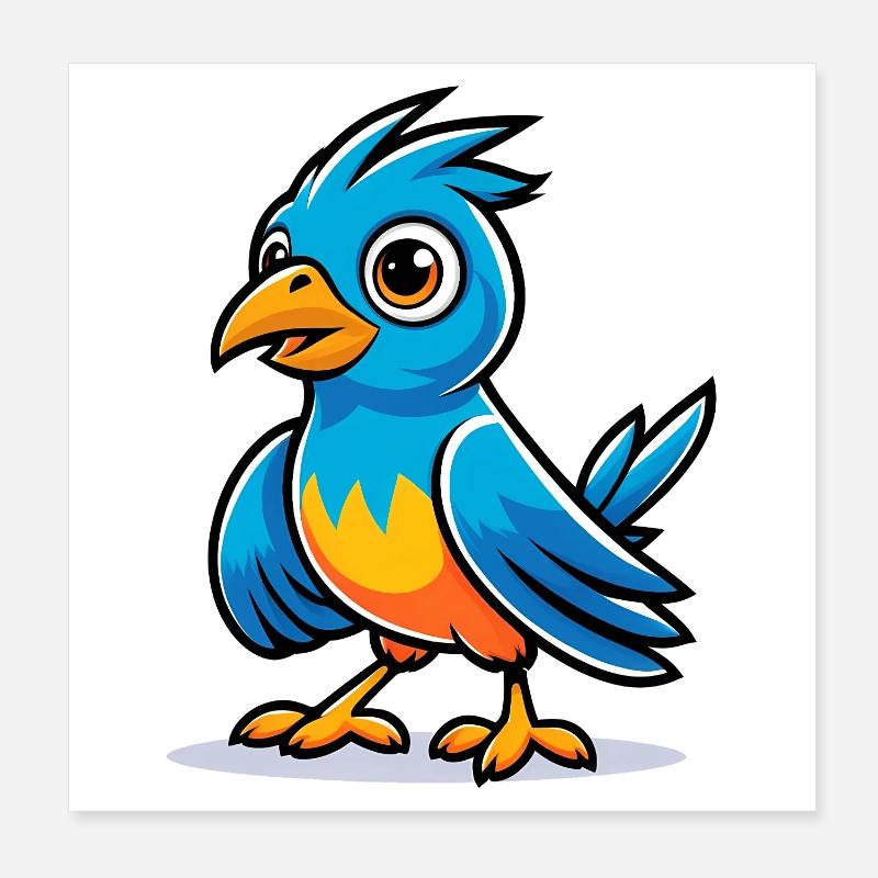 Blue Bird Poster 8" x 8" (20x20 cm)