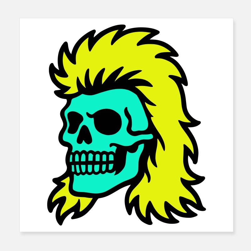 Vokuhila Skull Poster 20x20 cm