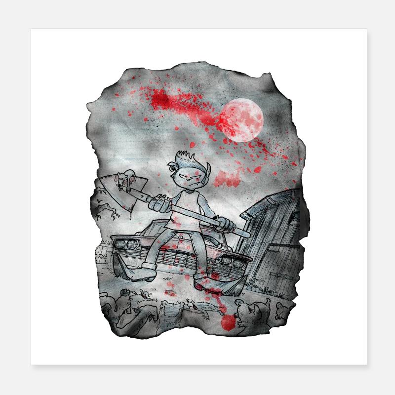 Cat Zombie Killer Poster 8" x 8" (20x20 cm)