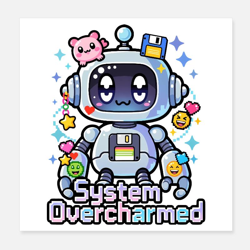 🤖 - Système surcharmé – Robot avec des breloques numériques Poster 20 x 20 cm