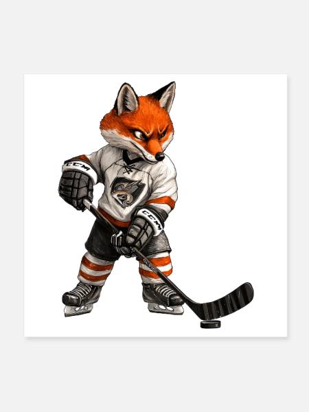 Füchse Eishockey - Poster 20x20 cm - Weiß