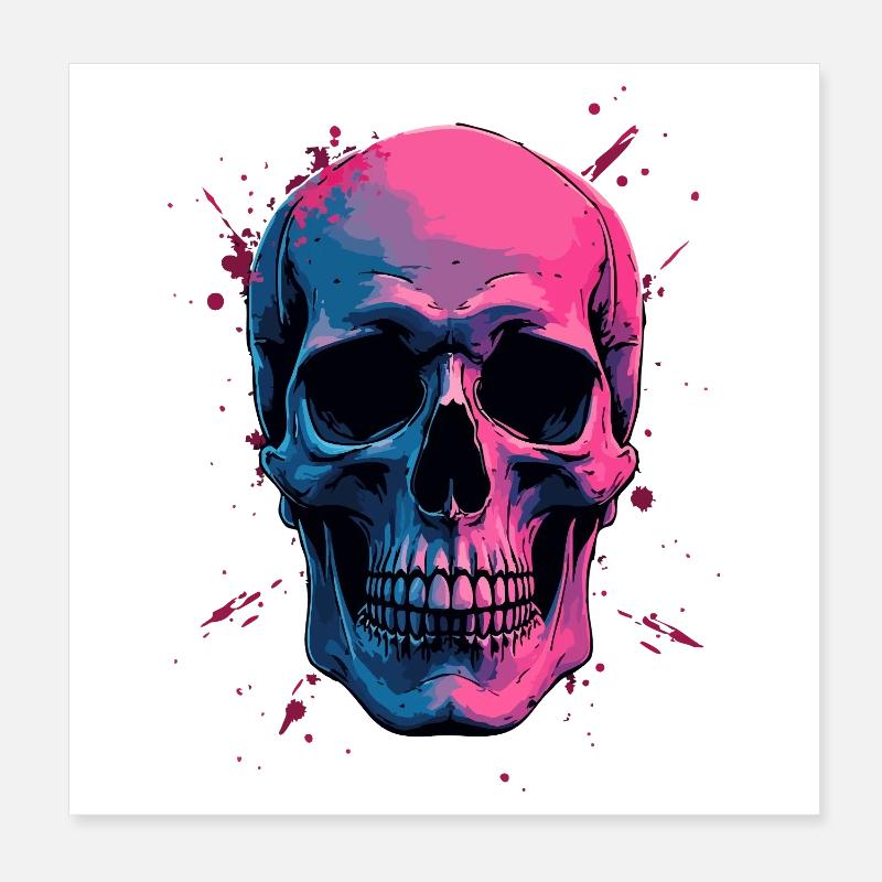 Neon Skull Poster 8" x 8" (20x20 cm)