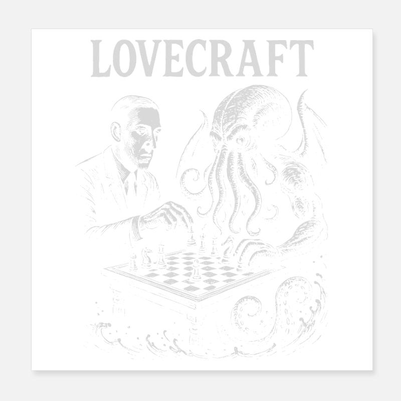 Conception d'échecs Octopus inspirée de Lovecraft Poster 20 x 20 cm