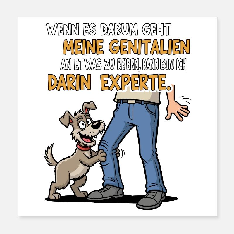Reib-Experte Hund - Poster 20x20 cm - Weiß