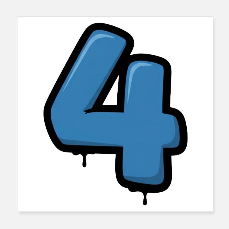 Graffiti Blau 4 Zahlendesign Poster 20x20 cm