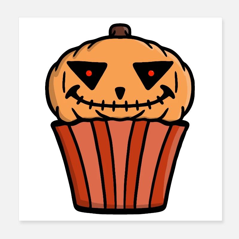 Cupcake à la citrouille Halloween Poster 20 x 20 cm