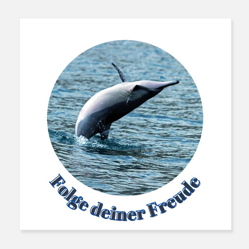 Lebensfreude pur– Springender Delfin vor Mauritius Poster 20x20 cm