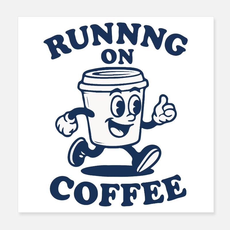 Courir au café Poster 20 x 20 cm