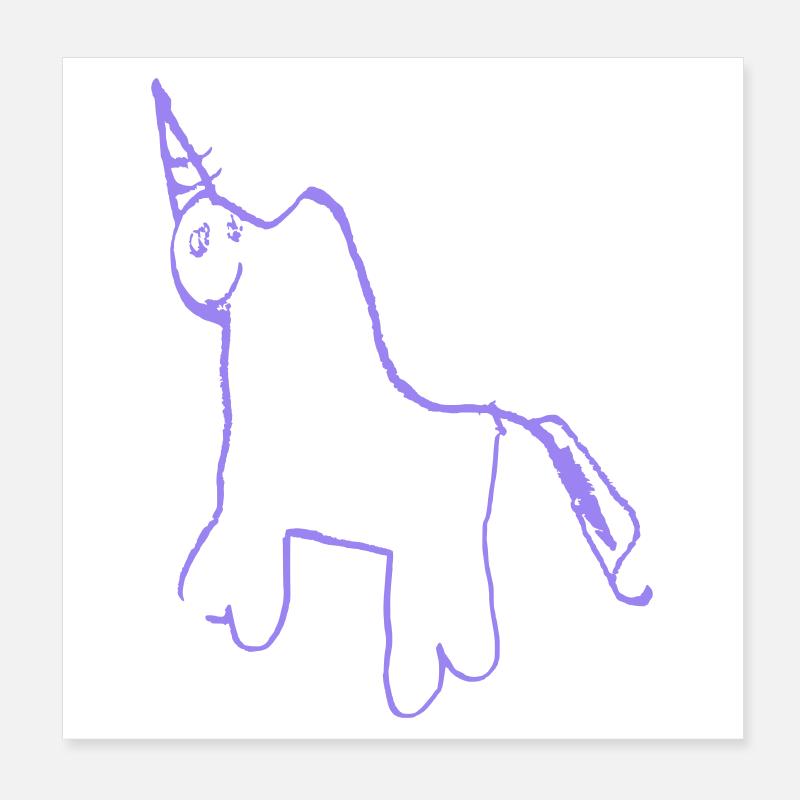 Minimalistisches Einhorn-Lineart Poster 20x20 cm