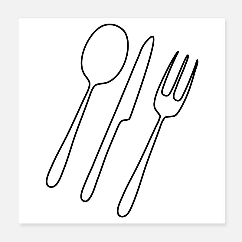 Besteck Gabel Löffel Poster 20x20 cm
