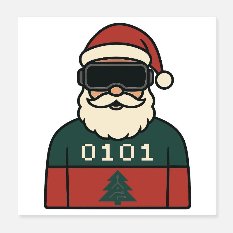 Cyber Santa VR Conception de Noël Poster 20 x 20 cm