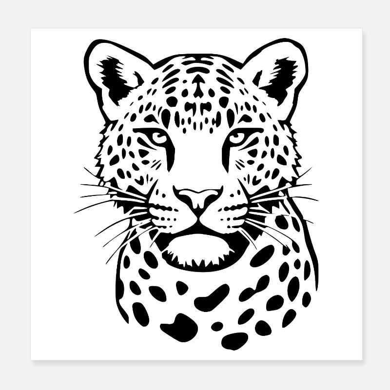 Leopard Black Gift Christmas Poster 8" x 8" (20x20 cm)