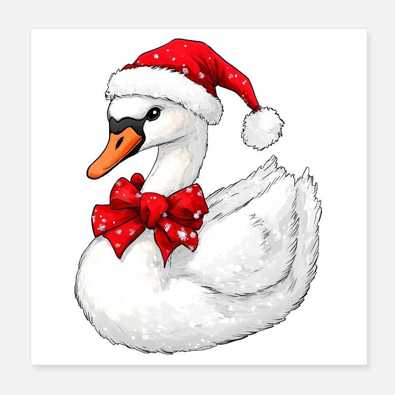 Swans Christmas Poster 8" x 8" (20x20 cm)