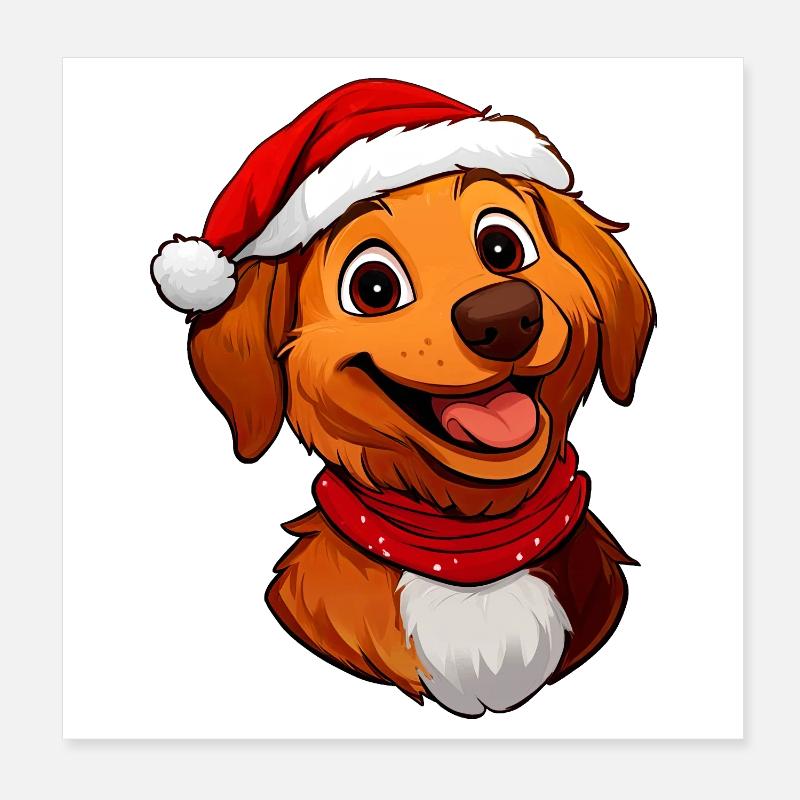 Chien Père Noël Poster 20 x 20 cm
