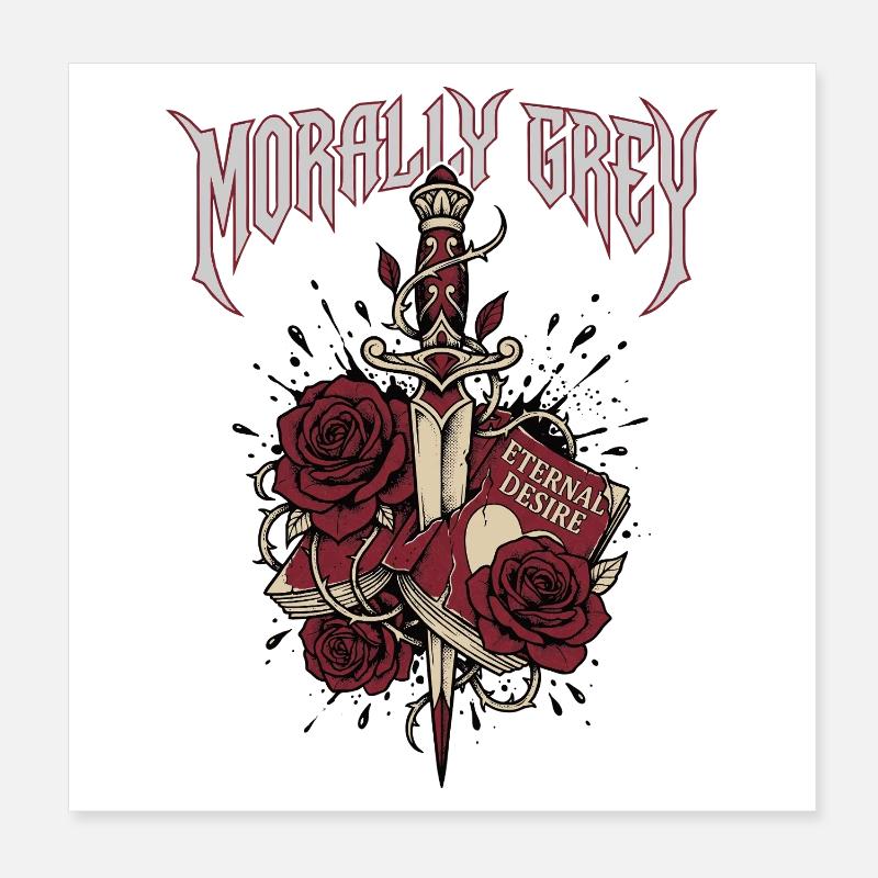 Morally Grey Book Trope Dark Romance Reader Poster 8" x 8" (20x20 cm)