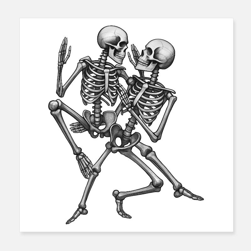 SKELETONS DANCER #3 - black & white Poster 20 x 20 cm