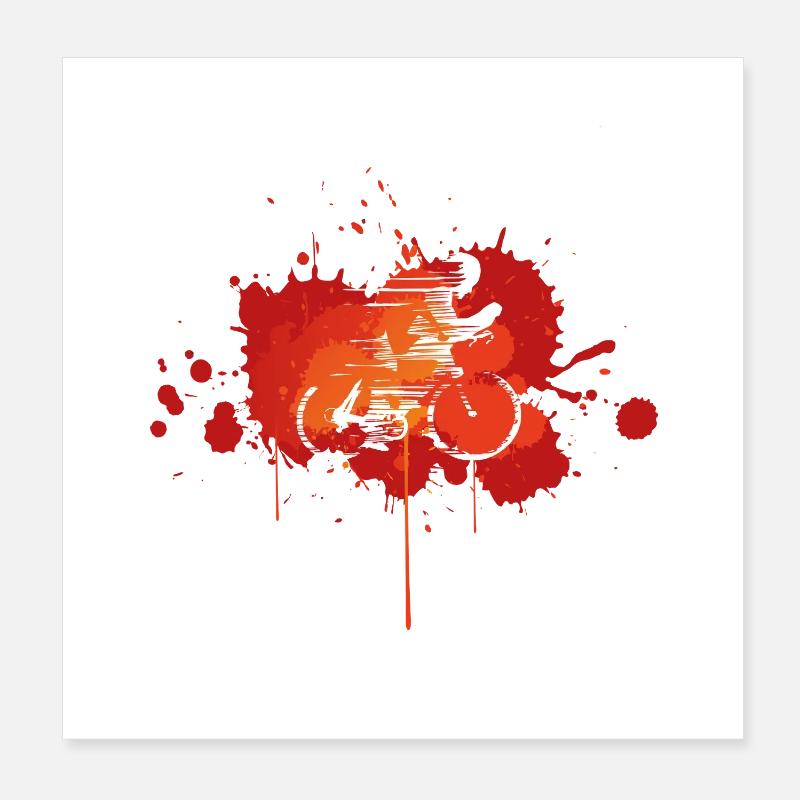Vélo éclaboussé en peinture orange Poster 20 x 20 cm