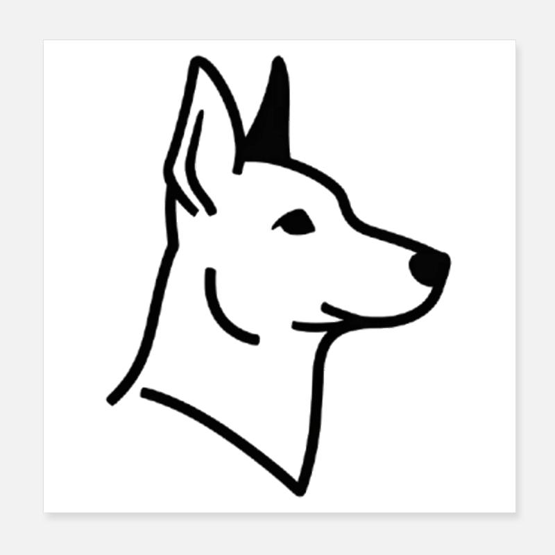 Minimalistischer Deutscher Schäferhund - Line Art  Poster 20x20 cm
