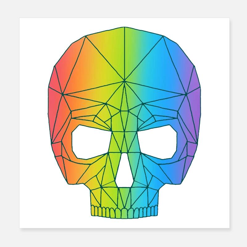Crâne en couleur Poster 20 x 20 cm