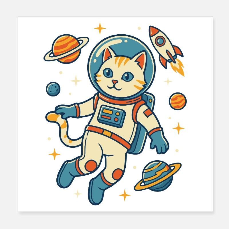 Chat astronaute dans l’espace Poster 20 x 20 cm