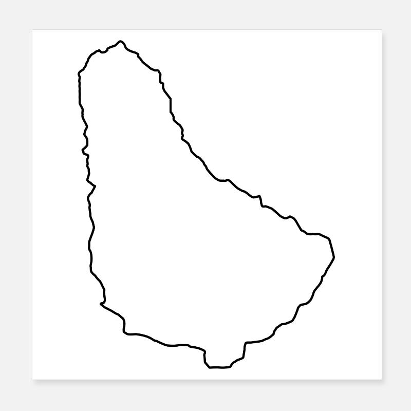 Barbados Map Poster 8" x 8" (20x20 cm)