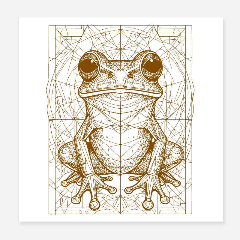 Geometrischer Frosch Mandala Poster 20x20 cm