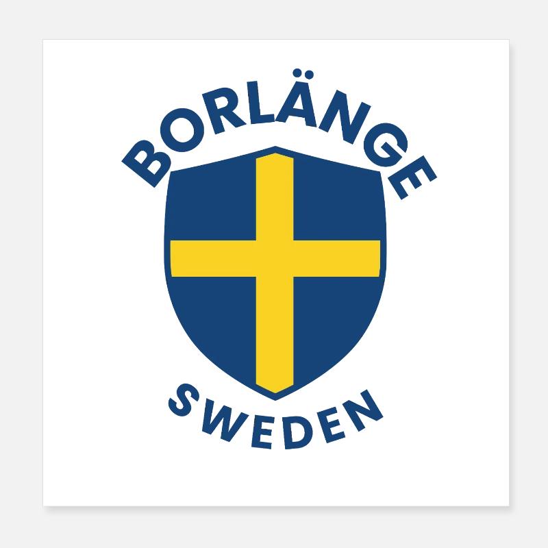 Borlänge Shield: Swedish flag design Poster 8" x 8" (20x20 cm)