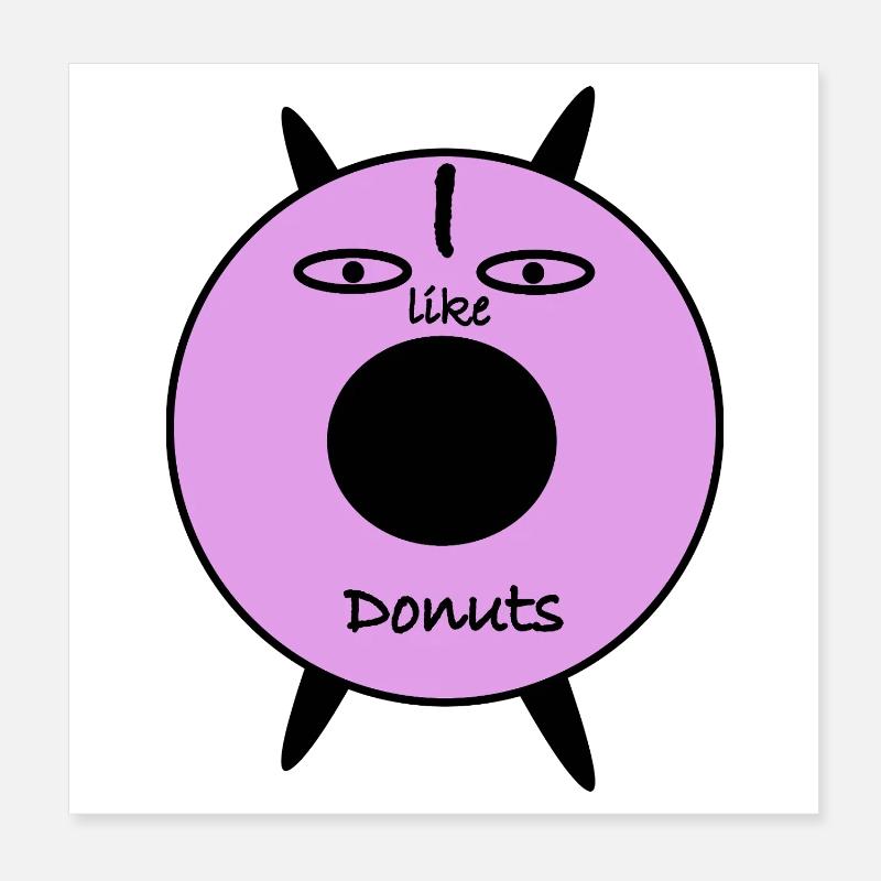 Purple Donut Face Graphic Tee Poster 20x20 cm