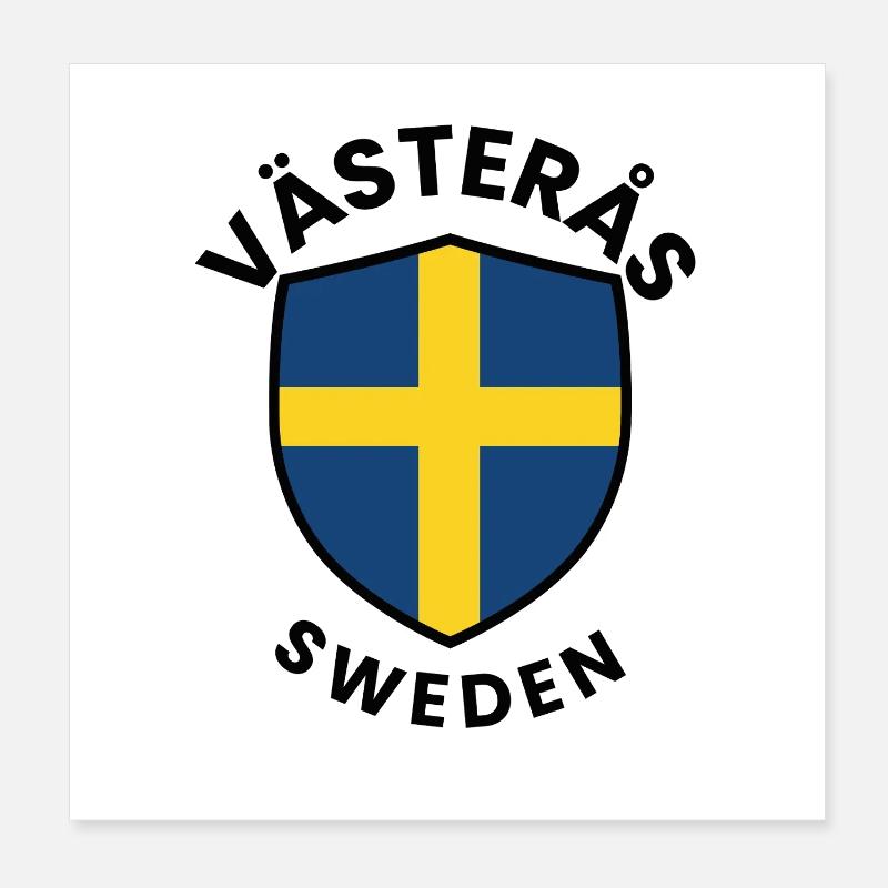 Swedish Flag Shield Emblem Poster 8" x 8" (20x20 cm)