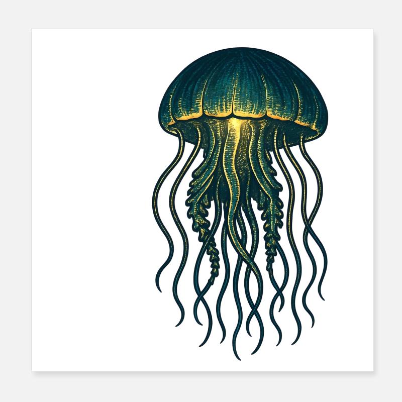 Rêve de néon de méduse lumineuse Poster 20 x 20 cm