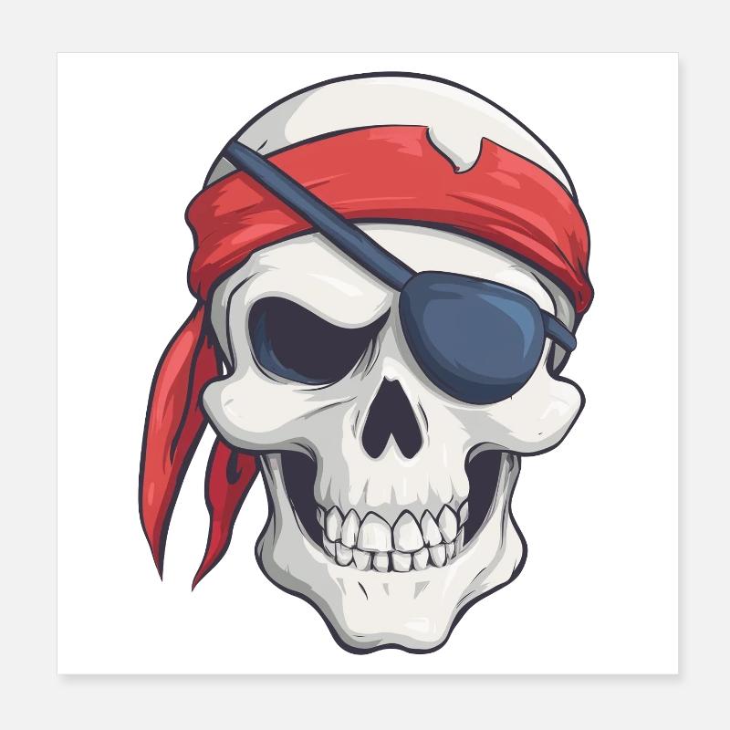 Pirate avec bandana et cache-œil Poster 20 x 20 cm
