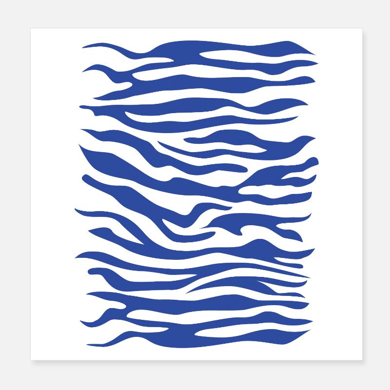 Zebra Muster blau Poster 20x20 cm