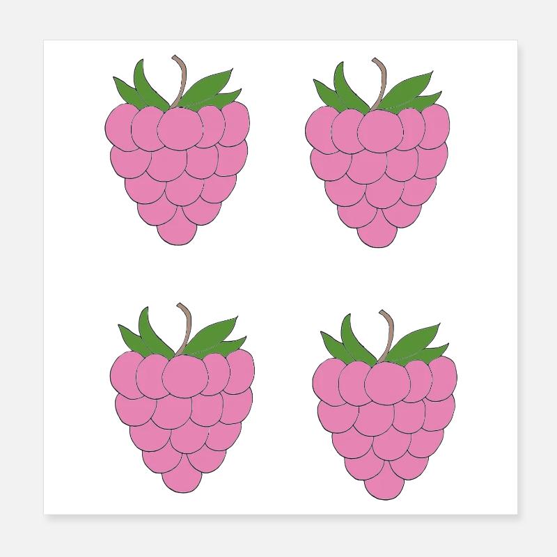 Motif de double grappe de framboise Poster 20 x 20 cm