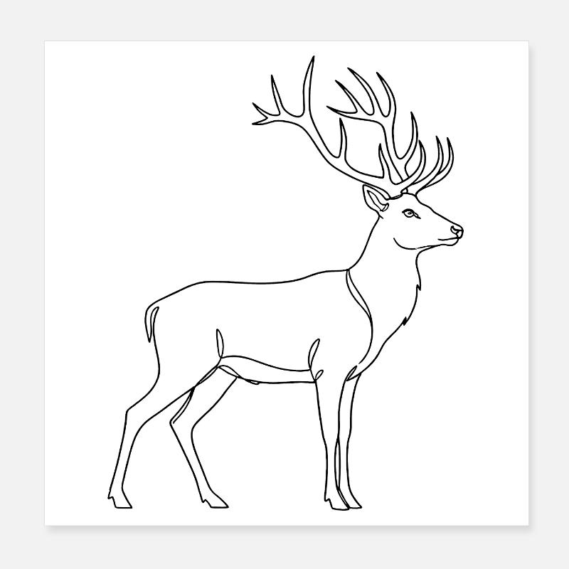 Minimalist Deer Silhouette Wild Art Poster 8" x 8" (20x20 cm)