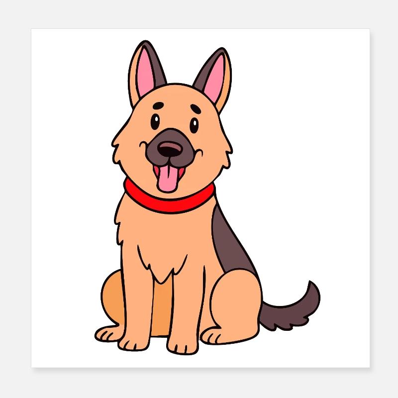 Cute German Shepherd (comic) Poster 8" x 8" (20x20 cm)