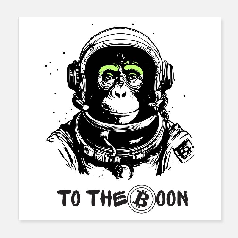 Astro Monkey Bitcoin T-shirt Bitcoin to the Moon Poster 20 x 20 cm