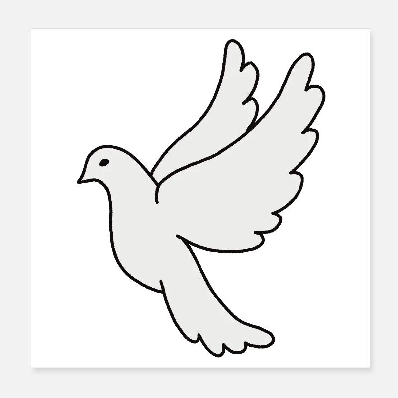 Silhouette de la colombe blanche Poster 20 x 20 cm