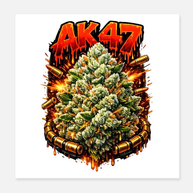 AK47Weed Strain Graffiti-Kunstdruck Poster 20x20 cm